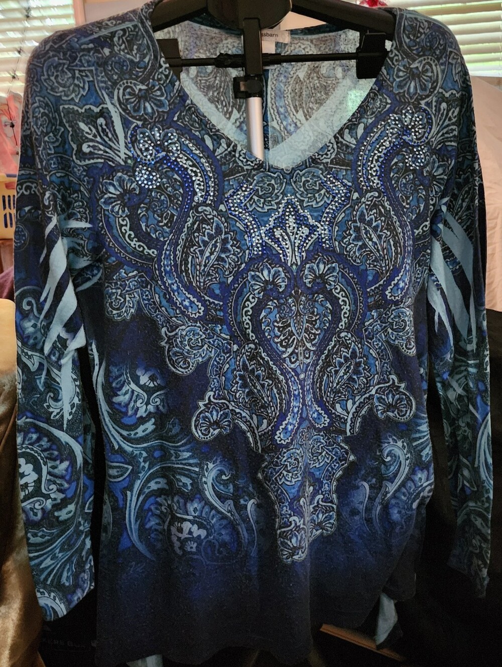 Blue Paisley Top, 1X
